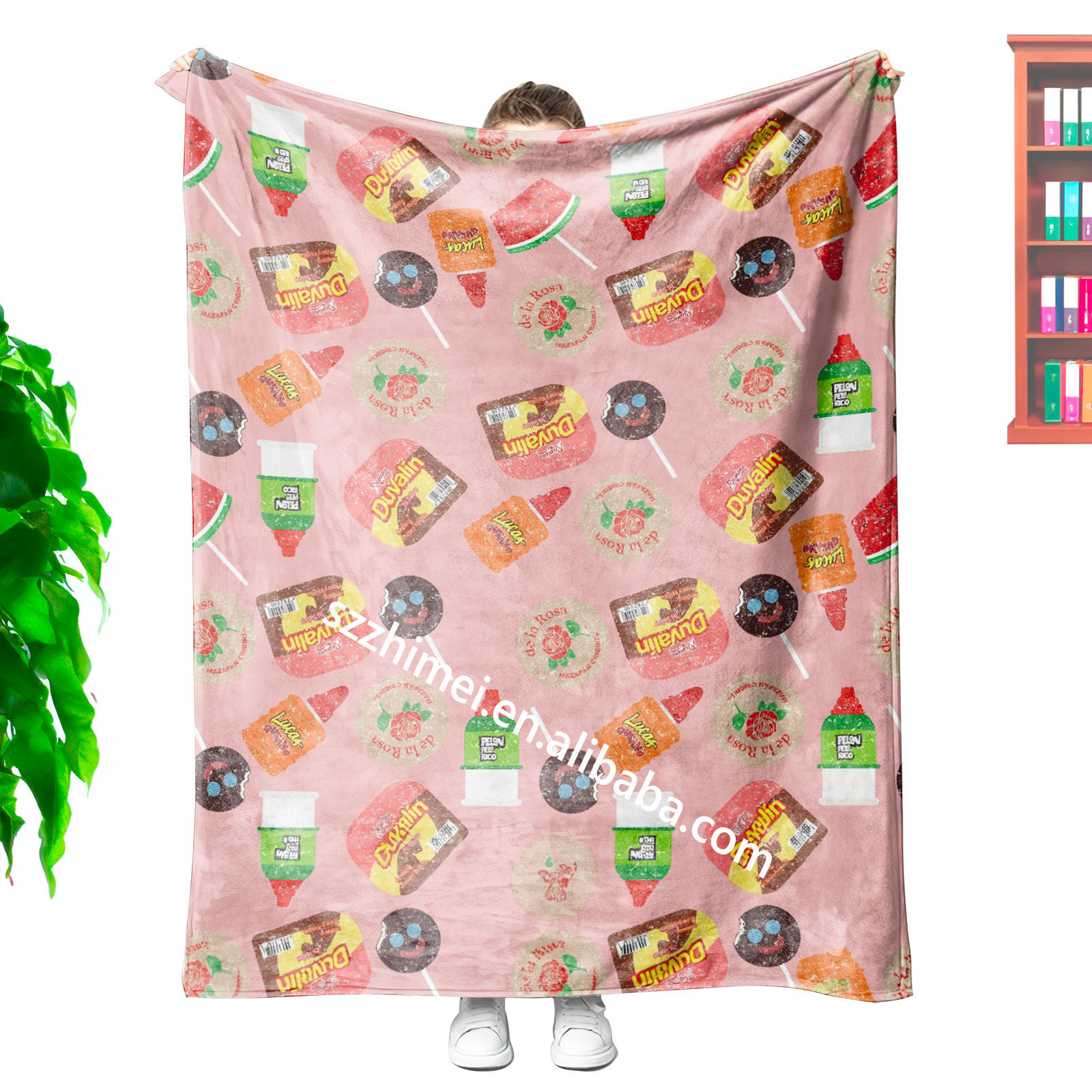 wholesale newest design Mexican food candy snacks patten warm blanket cheap comfortable super soft Plush Throw Blanket