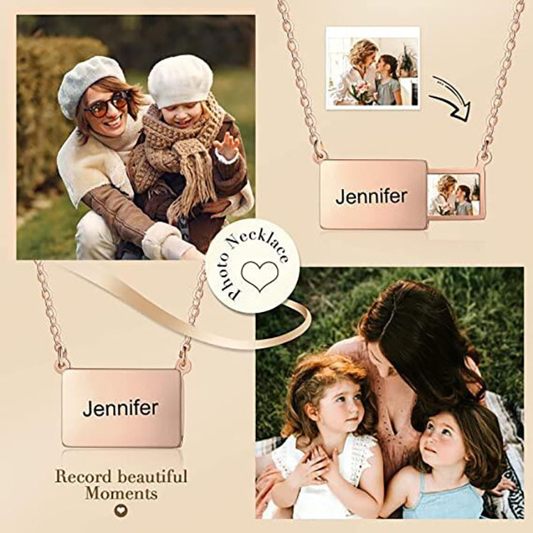 Custom logo engraved necklace stainless steel Inside holds picture love letter Envelope Pendant Locket Necklace