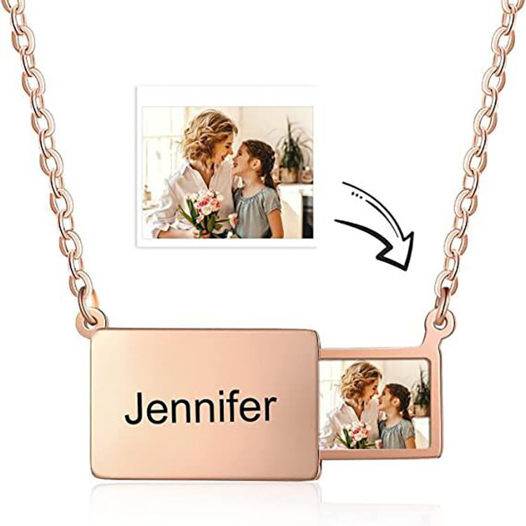 Custom logo engraved necklace stainless steel Inside holds picture love letter Envelope Pendant Locket Necklace