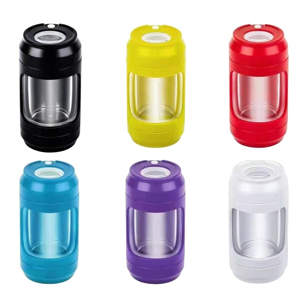 Custom storage Light Up LED Transparent Seal Storage Viewing Glass Airtight Jar with Grinder 8 Magnification Glass