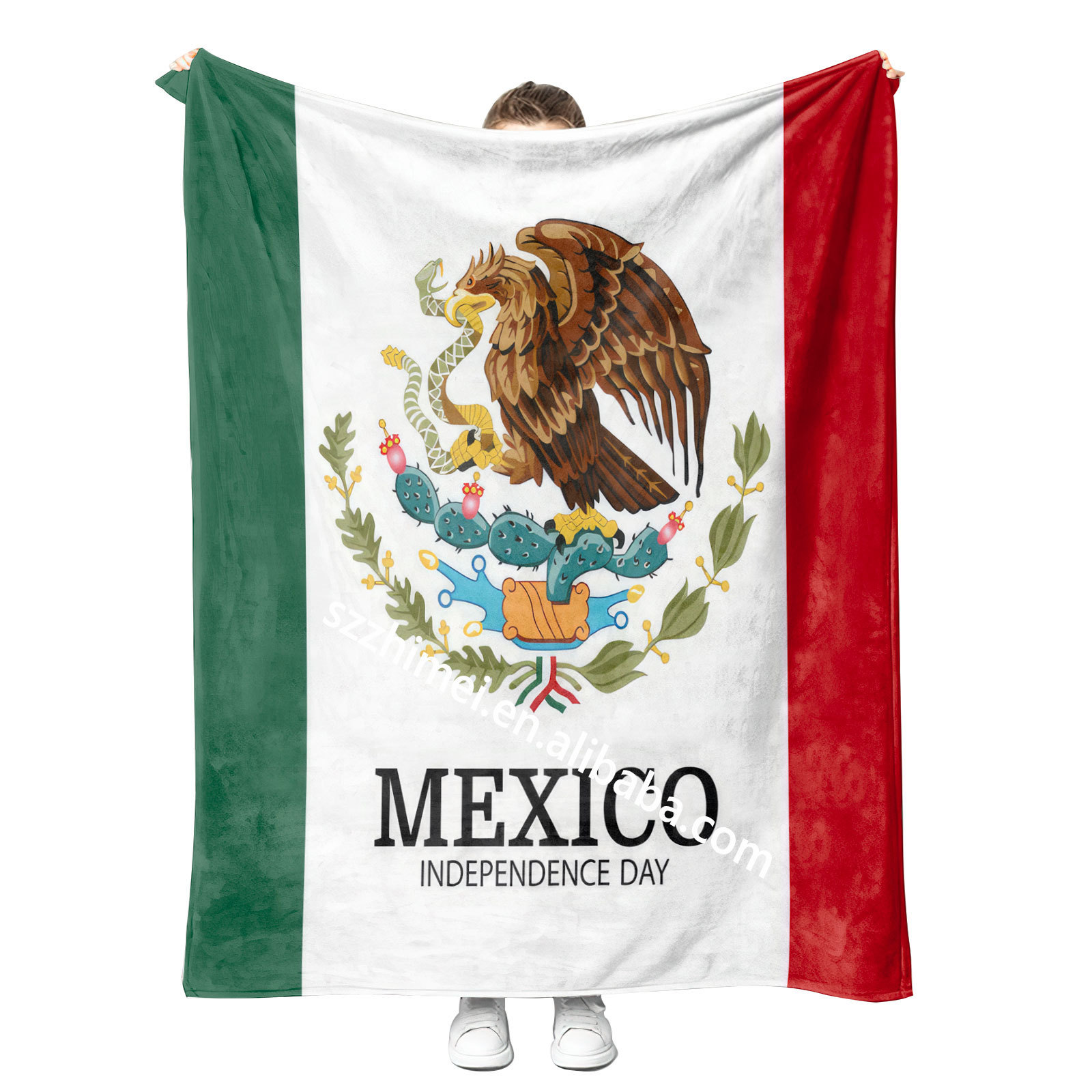 2023 wholesale newest design No MOQ Custom mexico flag and american style cotton sofa cozy throw blanket