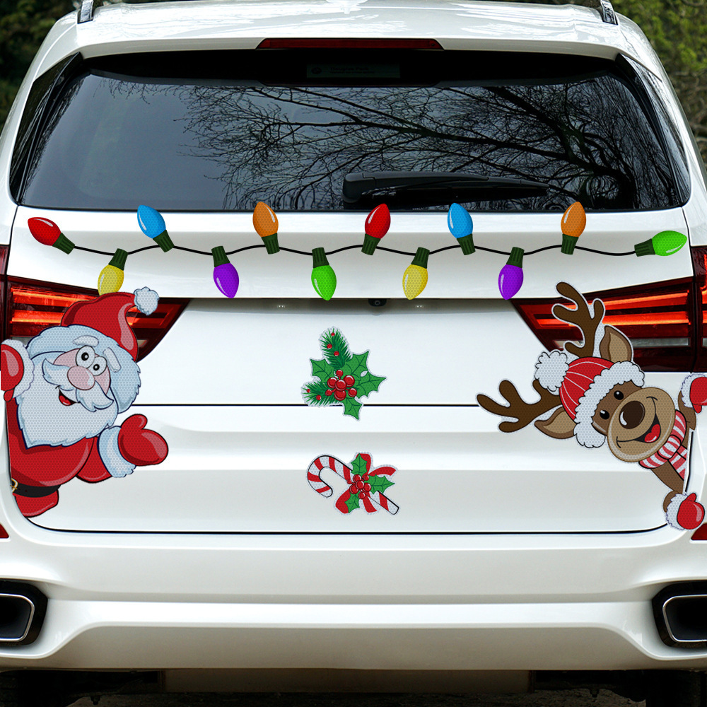 Christmas Reflective Car Magnets Set custom Colorful Bulb Light Magnets Lines Refrigerator Garage Magnet Decals for Xmas