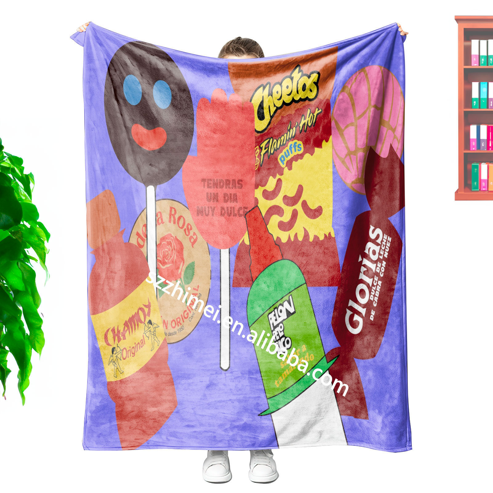 wholesale newest design Mexican food candy snacks patten warm blanket cheap comfortable super soft Plush Throw Blanket