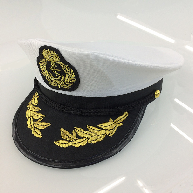 custom Design Yacht white sailor captain haft cap costume navy marine admiral hat for Party Accessories