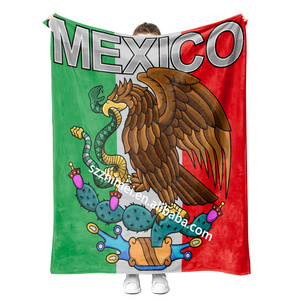 2023 wholesale newest design No MOQ Custom mexico flag and american style cotton sofa cozy throw blanket