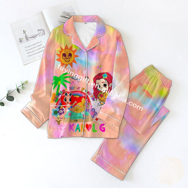 wholesale singer merch custom design women sleepwear full printing pyjamas kids girls pjs button pajamas set