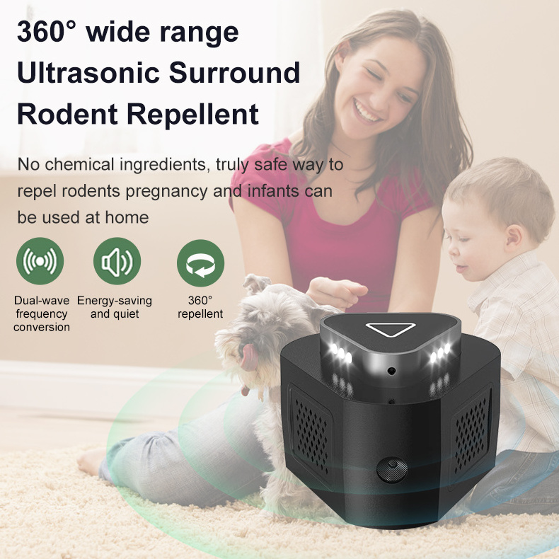 2024 Newest 360 Degree Ultrasonic Pest Mice And Rats Indoor Use Ultrasound Pest Mouse Repellent control Electronic Repeller