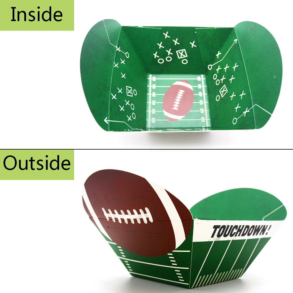 Eco-friendly Personalised Rugby Snack Trays Popcorn Candy Paper Box Popcorn Boxes for Birthday Parties