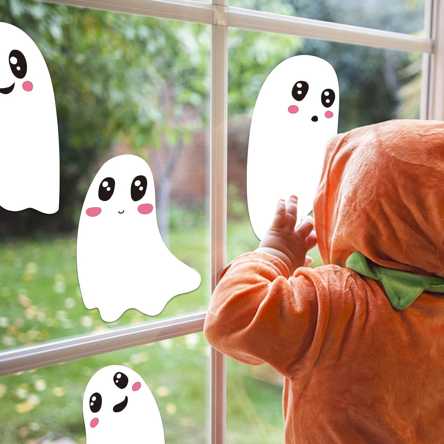 Halloween Glow Ghosts Window Clings Decals Halloween Party Decorations Kids Room Window Stickers Decor