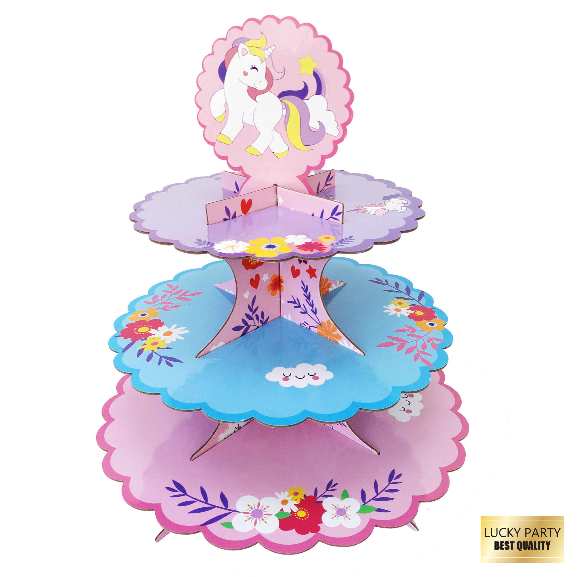 Unicorn cake stand Cardboard Paper Mini Cupcake 3 Tier Cinderella Carriage New design unicorn theme cake stander