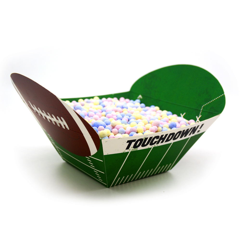 Eco-friendly Personalised Rugby Snack Trays Popcorn Candy Paper Box Popcorn Boxes for Birthday Parties