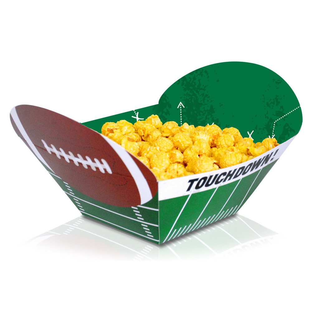 Eco-friendly Personalised Rugby Snack Trays Popcorn Candy Paper Box Popcorn Boxes for Birthday Parties