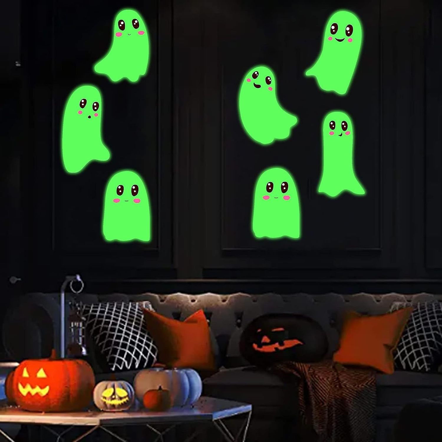 Halloween Glow Ghosts Window Clings Decals Halloween Party Decorations Kids Room Window Stickers Decor