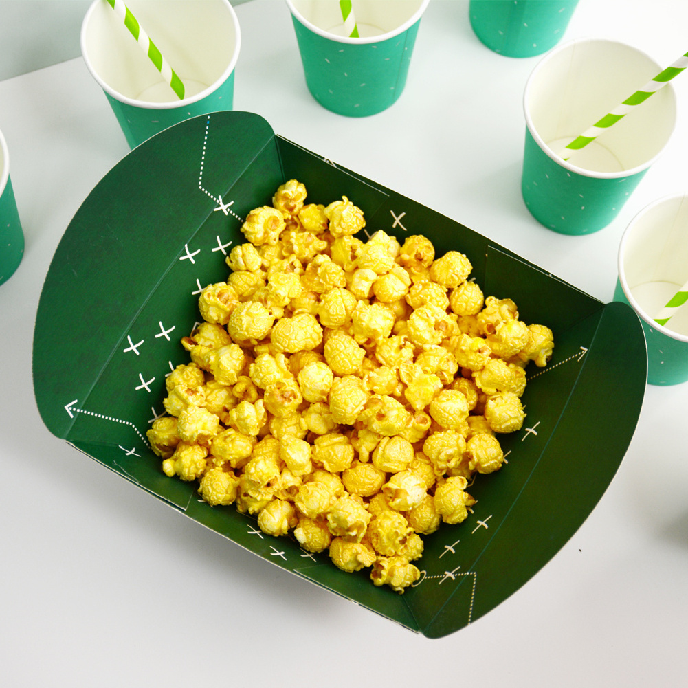 Eco-friendly Personalised Rugby Snack Trays Popcorn Candy Paper Box Popcorn Boxes for Birthday Parties