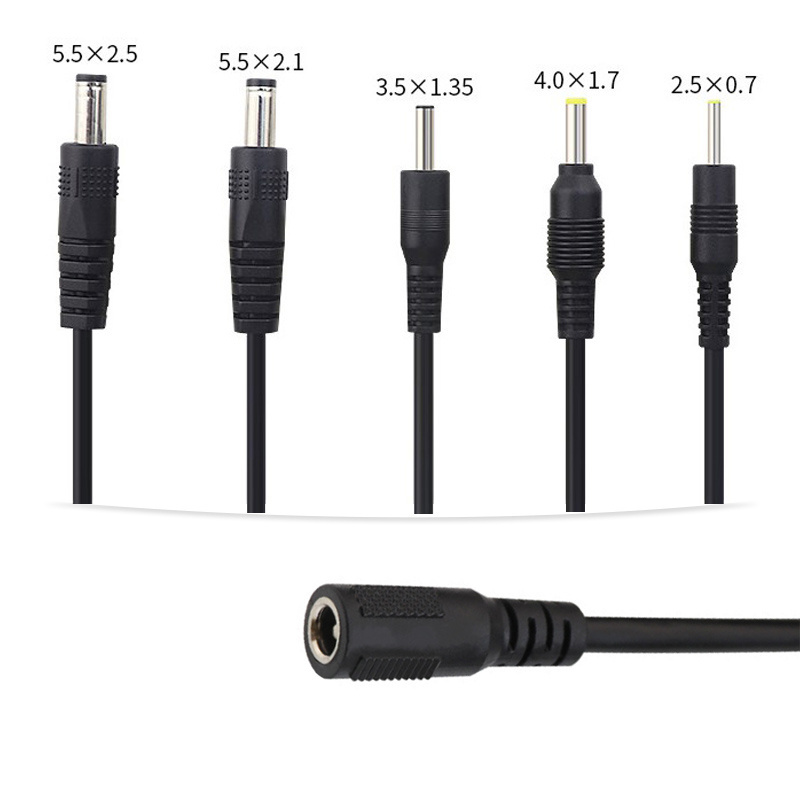 Custom dc cable 5521 5525 dc plug cables 12V 24V 90 degree right angle dc power cords male to female power extension cables