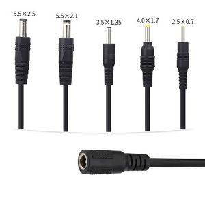 Custom dc cable 5521 5525 dc plug cables 12V 24V 90 degree right angle dc power cords male to female power extension cables