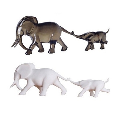 Accept Custom Resin Crafts Elephant Decor Transparent Gray Resin White Mother-child Elephant Statue JE-077