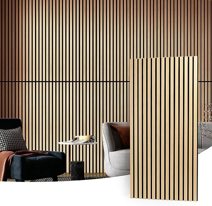 Custom Decorative 1.2m*0.6m Wooden Slat Sound-Absorbing Sound proof wall Panel Veneer Akupanel Wood Fiber Acoustic Panel