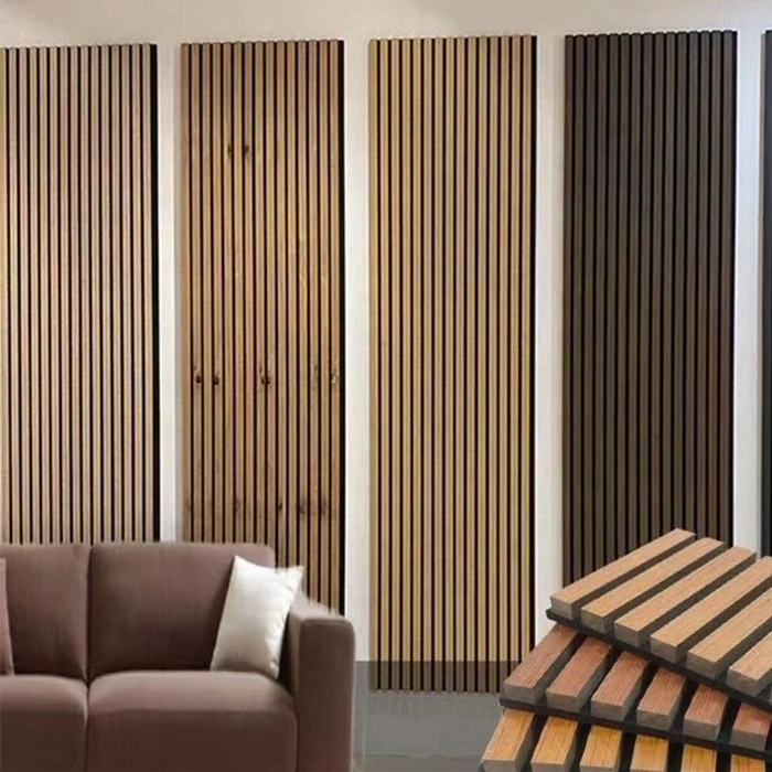 Custom Decorative 1.2m*0.6m Wooden Slat Sound-Absorbing Sound proof wall Panel Veneer Akupanel Wood Fiber Acoustic Panel