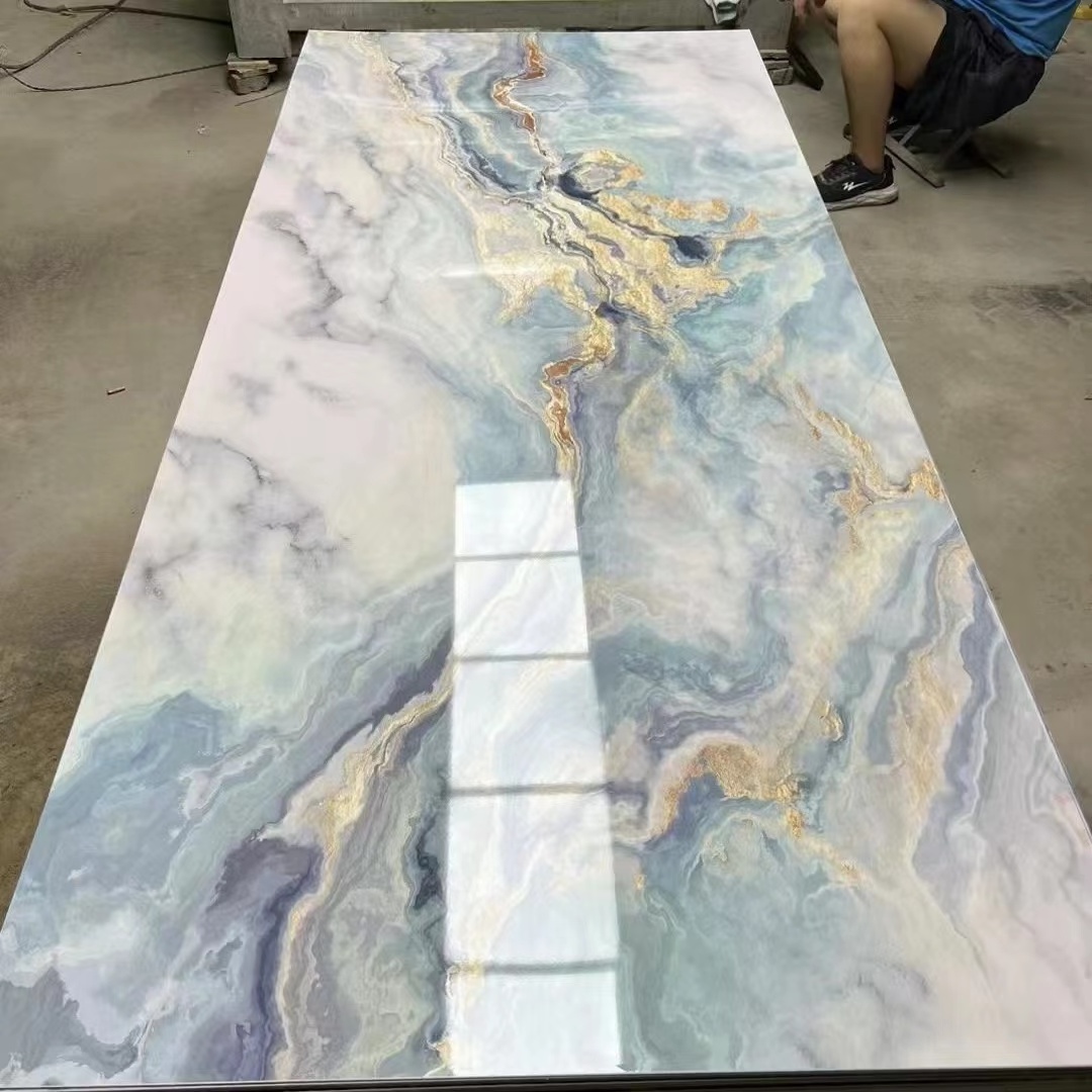 Factory indoor decorate 3D printing pvc uv marble sheet wall panel high glossy uv board