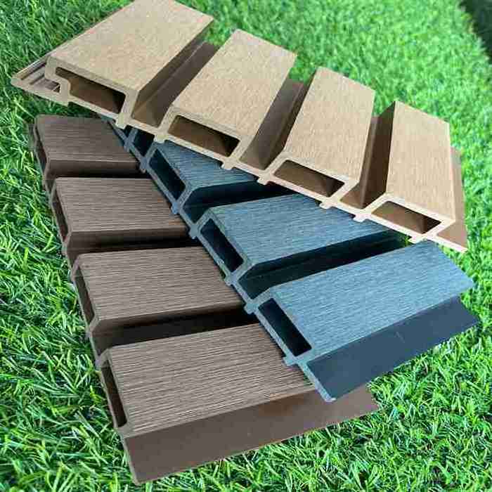 Outdoor decoration wood plastic panels wpc wallboard panel with 4 holes Great wall cladding