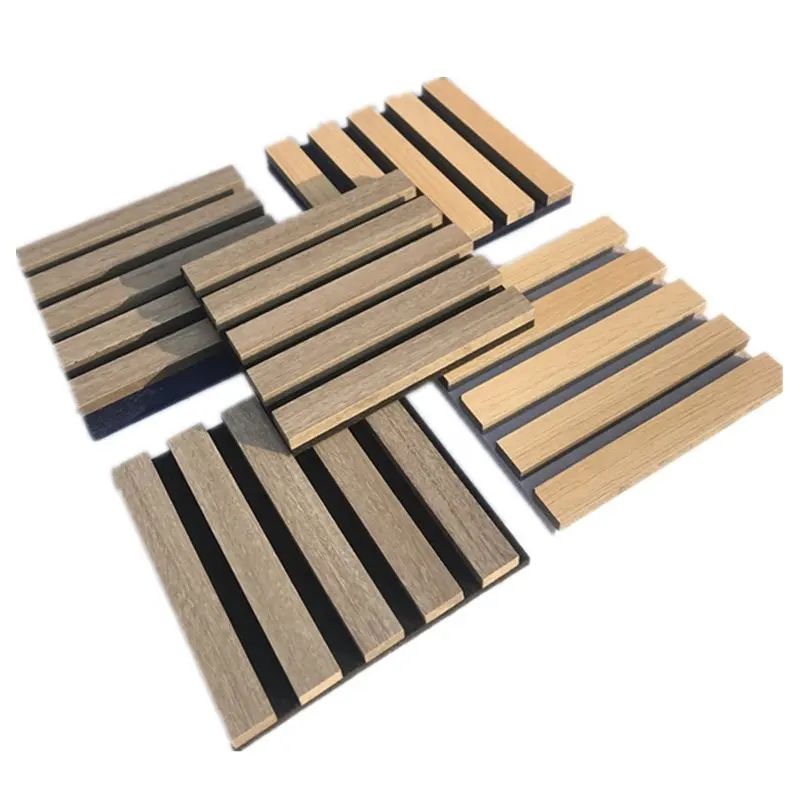 Hot Selling Wall And Ceiling Soundproof Slats Laminated Pet Wooden Veneera Acoustic Panel For Auditorium Hall