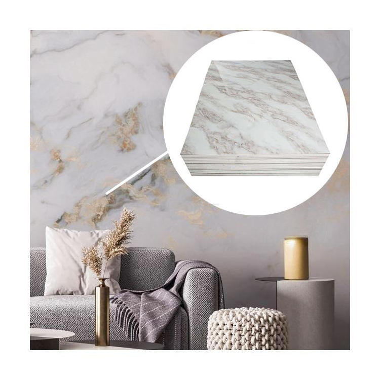 Modern UV Coating High Definition Glossy Faux Marble Wall Ceiling Decoration  PVC Marble Sheet