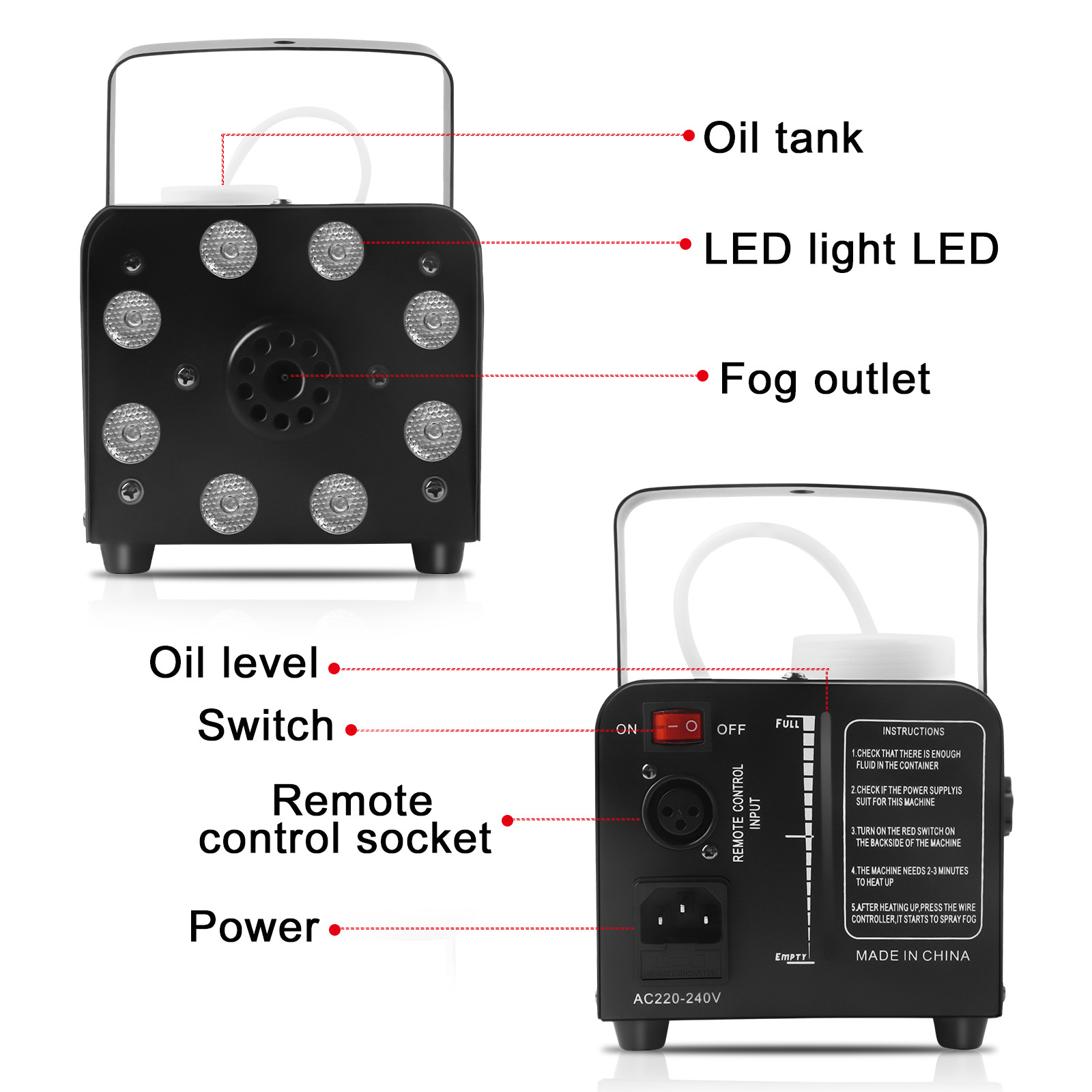 700W LED FOG Smoke Machine with 8PCS RGB 3 in 1 LED Stage Effect Equipment Fog Smog machine