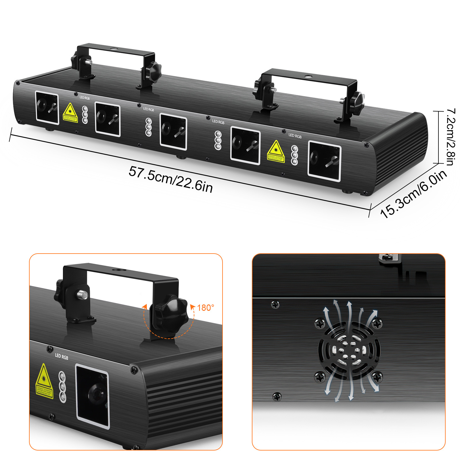 RGBYC Five-hole Laser + LED RGB Stage Light Party Beam DJ KTV Lights Pattern Projection Lazer Lamp Line Laser Lighting