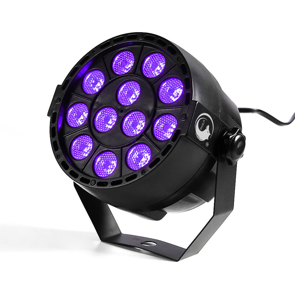 U`King Purple 12 LEDs Black Par Stage Light with Remote Controller DMX Bar DJ Disco Wedding Party