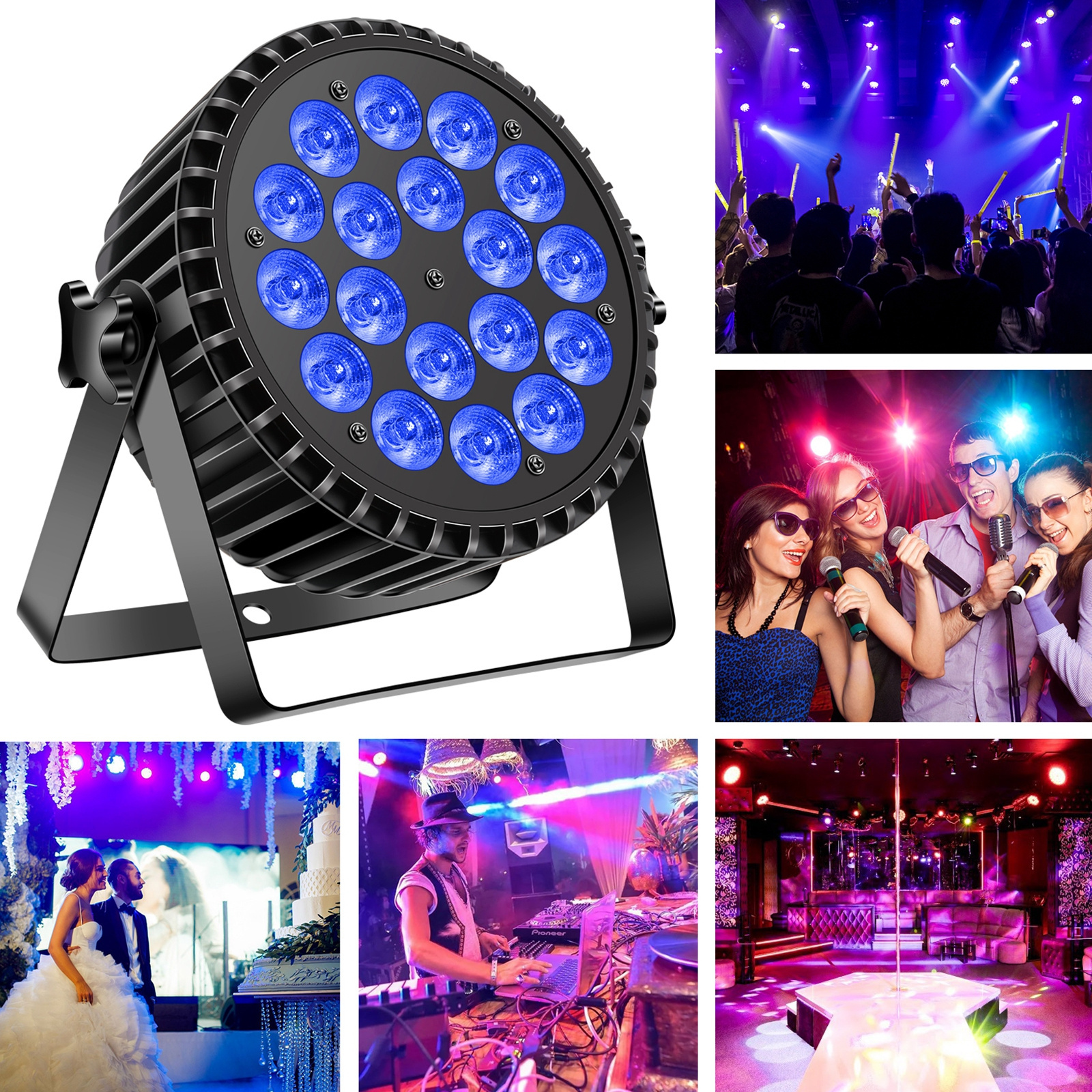 U`King 180W Powerful Disco Lights DMX 512 Sound Activated LED Par Can Stage Lights