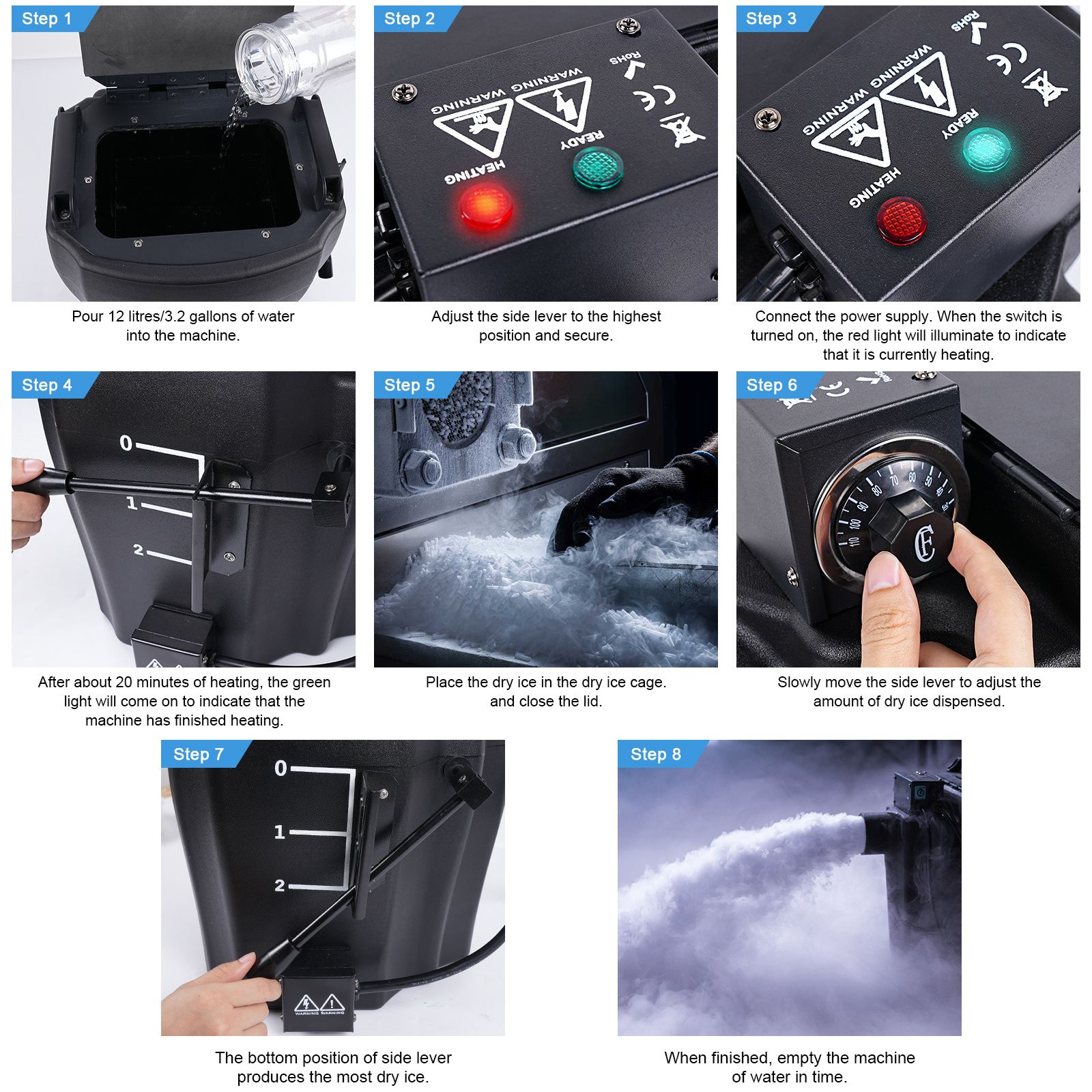 U`King Dj Equipment 3500W Dry Ice Machine Low Ground Fog Machine For Stage Fogger Effect Party Wedding Smoke Machine