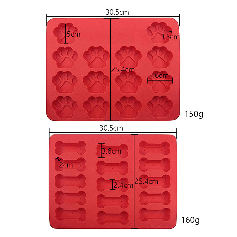 14 15 Holes Food Grade Cake Tools Dog Paw Bone Treat Baking Biscuit Silicone Mold