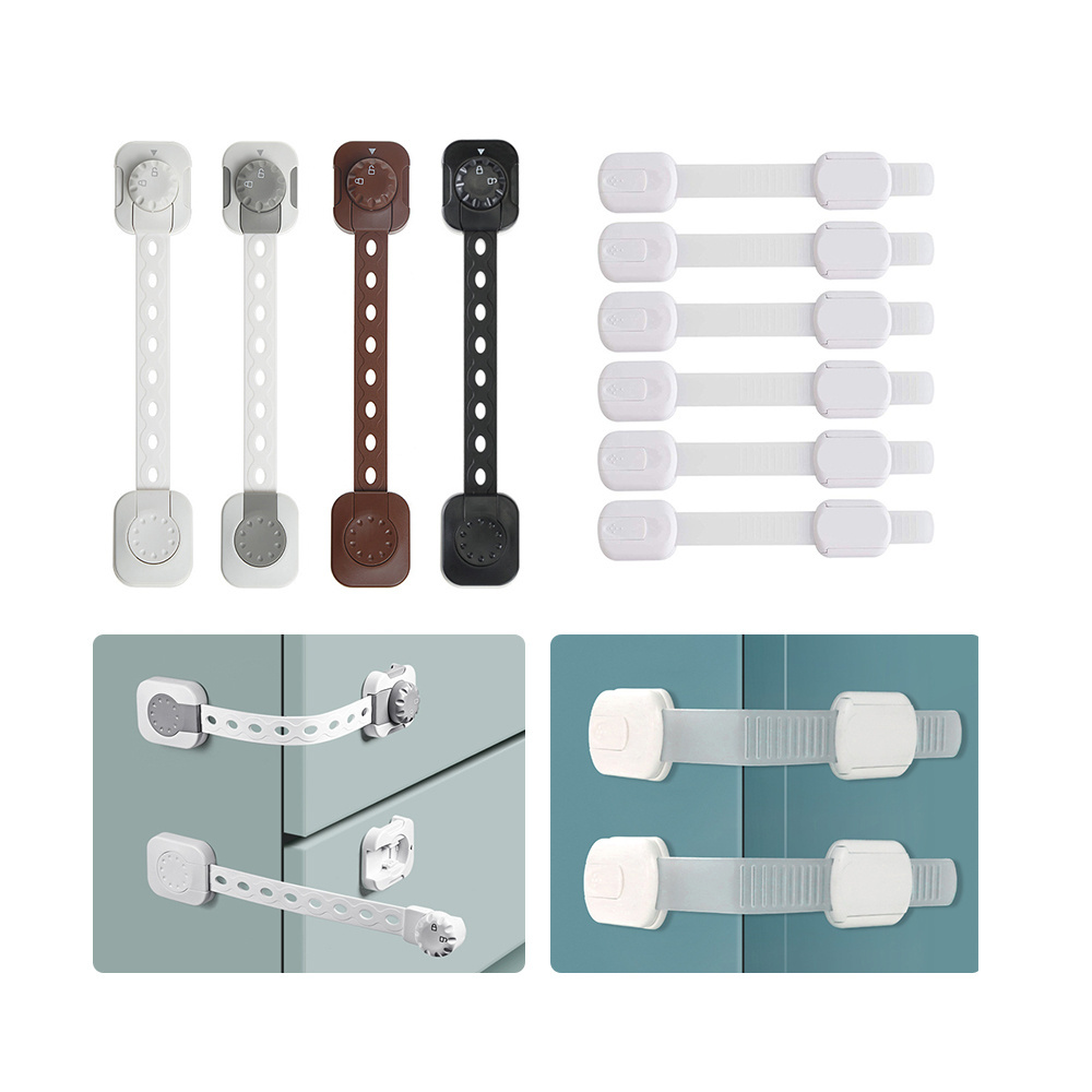 6 pcs Multifunctional Adjustable Cabinet Freezer Door Refrigerator Locks Child Baby Safety Lock