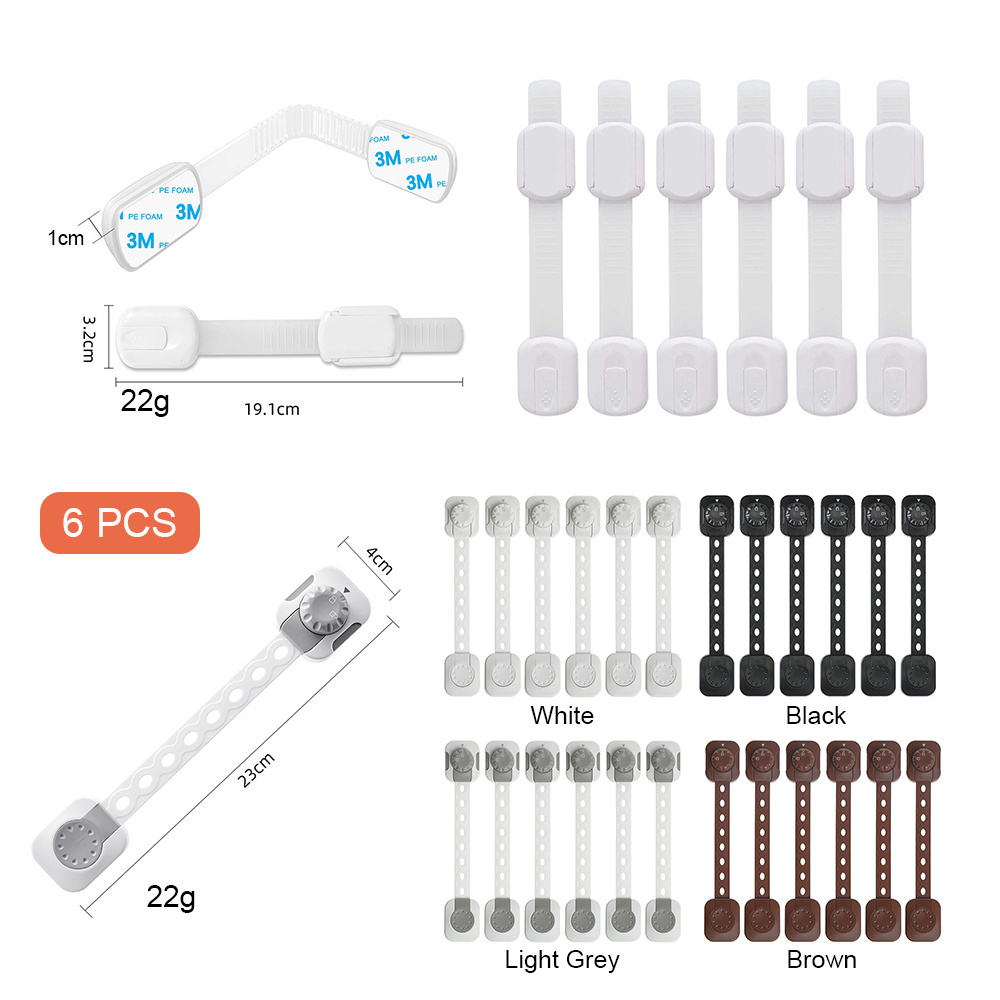 6 pcs Multifunctional Adjustable Cabinet Freezer Door Refrigerator Locks Child Baby Safety Lock