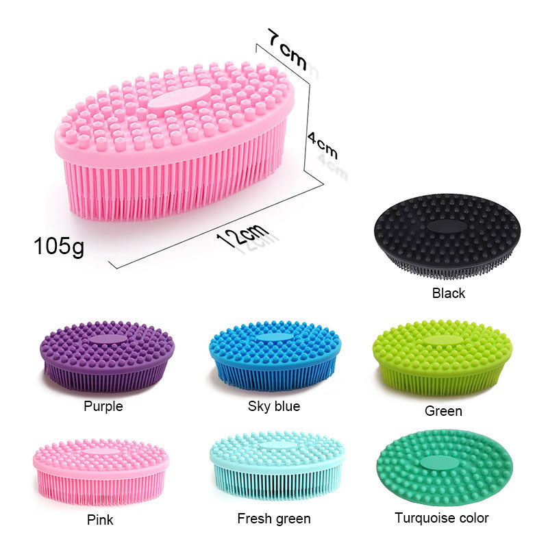 Ultra Soft silicone Double  face cleansing sided scalp massager shampoo brush baby silicone bath brush