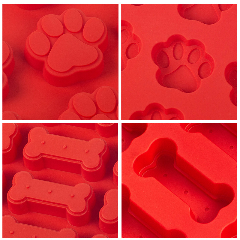 14 15 Holes Food Grade Cake Tools Dog Paw Bone Treat Baking Biscuit Silicone Mold