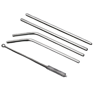 Reusable Straight Food Grade 304 Stainless Steel Metal Drinking Straw With Cleaner Brush