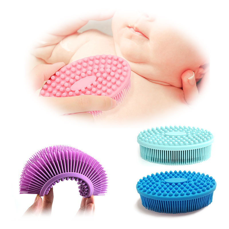 Ultra Soft silicone Double  face cleansing sided scalp massager shampoo brush baby silicone bath brush