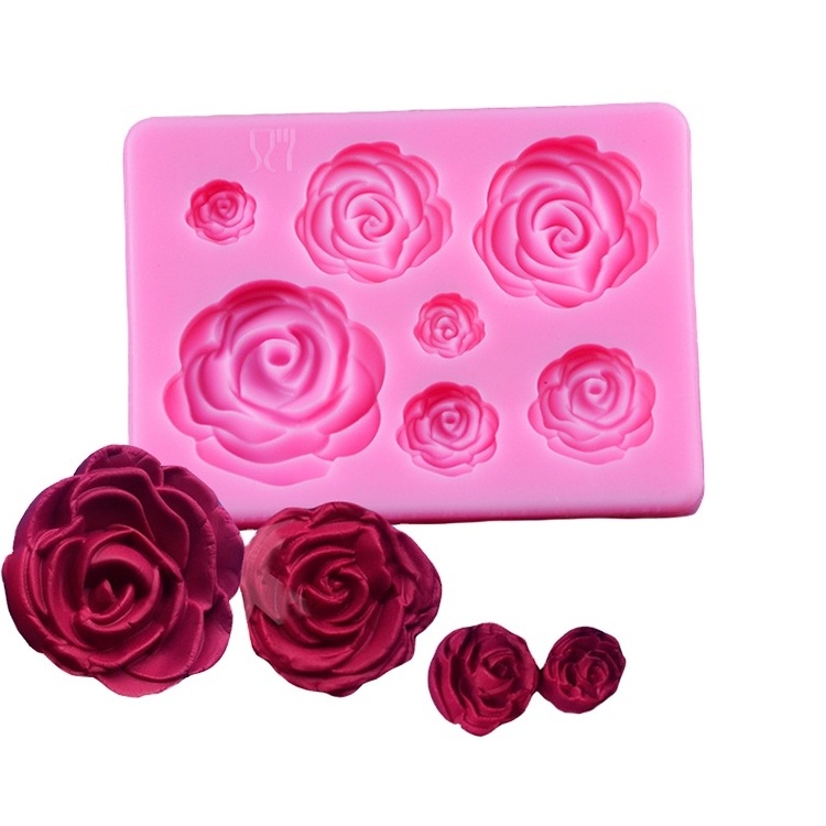 BPA Free Silicone Fondant Chocolate Mould 7 Flowers Candle 3D Rose Soap Mold