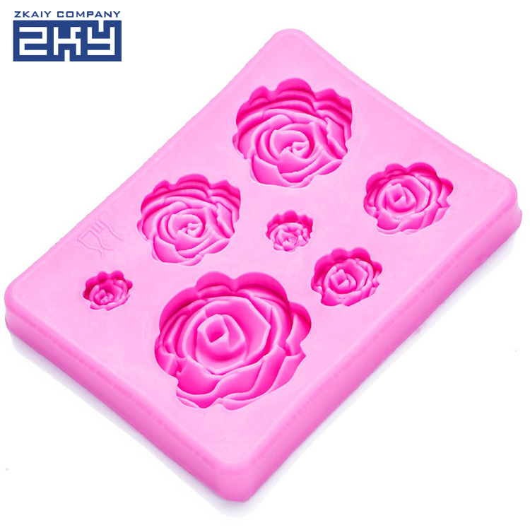 BPA Free Silicone Fondant Chocolate Mould 7 Flowers Candle 3D Rose Soap Mold