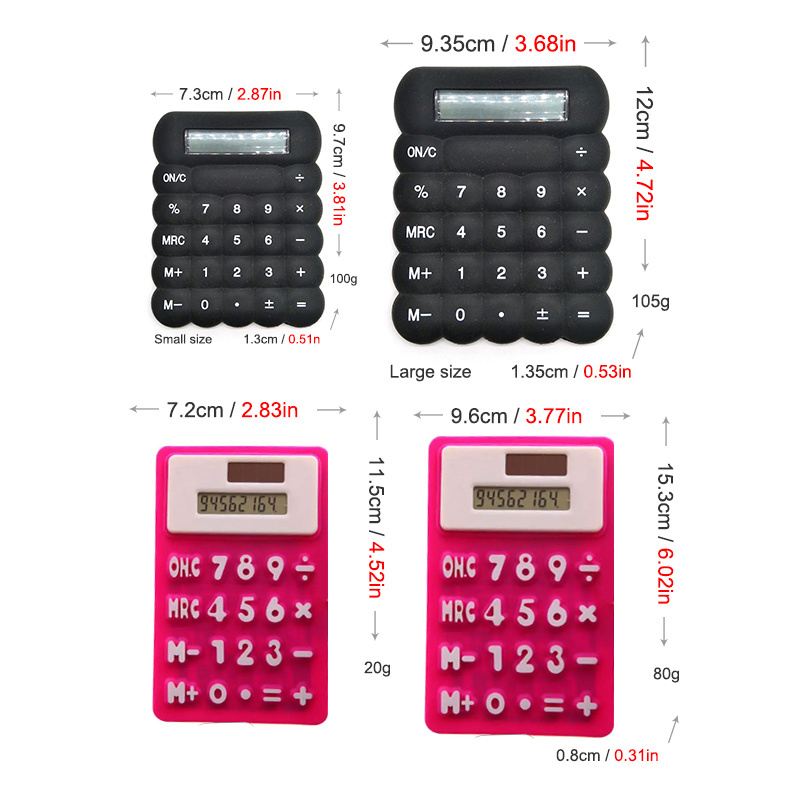 Custom 8 Digits Foldable Waterproof Scientific Calculadoras Promotional Gift Silicone Solar Calculator