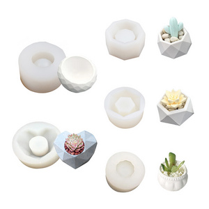 Silicone Custom Small Desk Garden Flower Pot Cement Concrete Vase Planter Molds For Sale