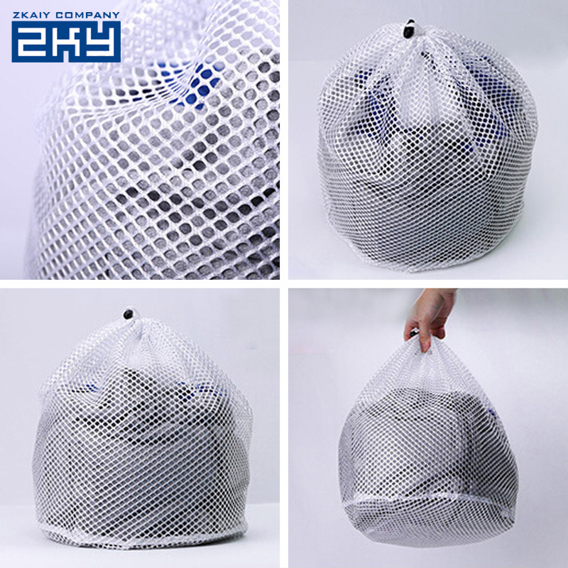 Custom Logo Non Woven Net Eco Bra Shoe Rope Drawstring Zip Fine Mesh Laundry Delivery Wash Bags