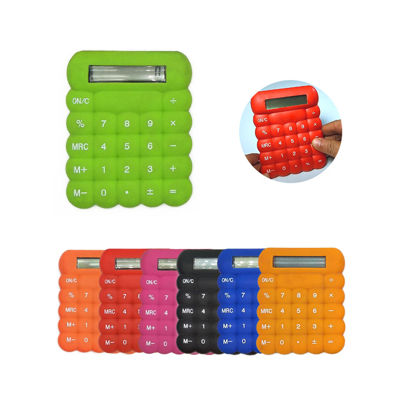 Custom 8 Digits Foldable Waterproof Scientific Calculadoras Promotional Gift Silicone Solar Calculator