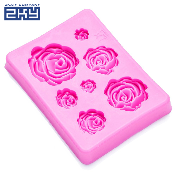 BPA Free Silicone Fondant Chocolate Mould 7 Flowers Candle 3D Rose Soap Mold