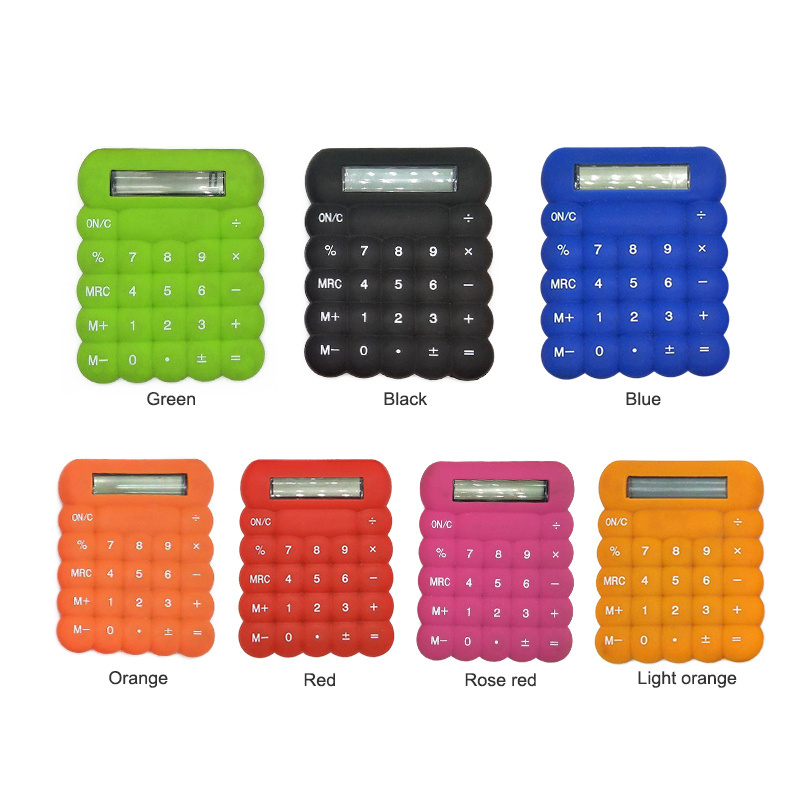 Custom 8 Digits Foldable Waterproof Scientific Calculadoras Promotional Gift Silicone Solar Calculator