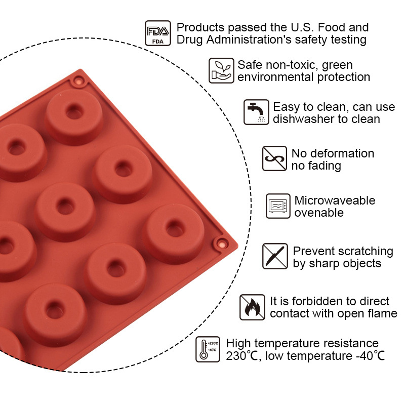 18 Holes Round Non-Stick Silicone Cake Decorating Supplies Sweets Cookie Silikonform Donut Mold
