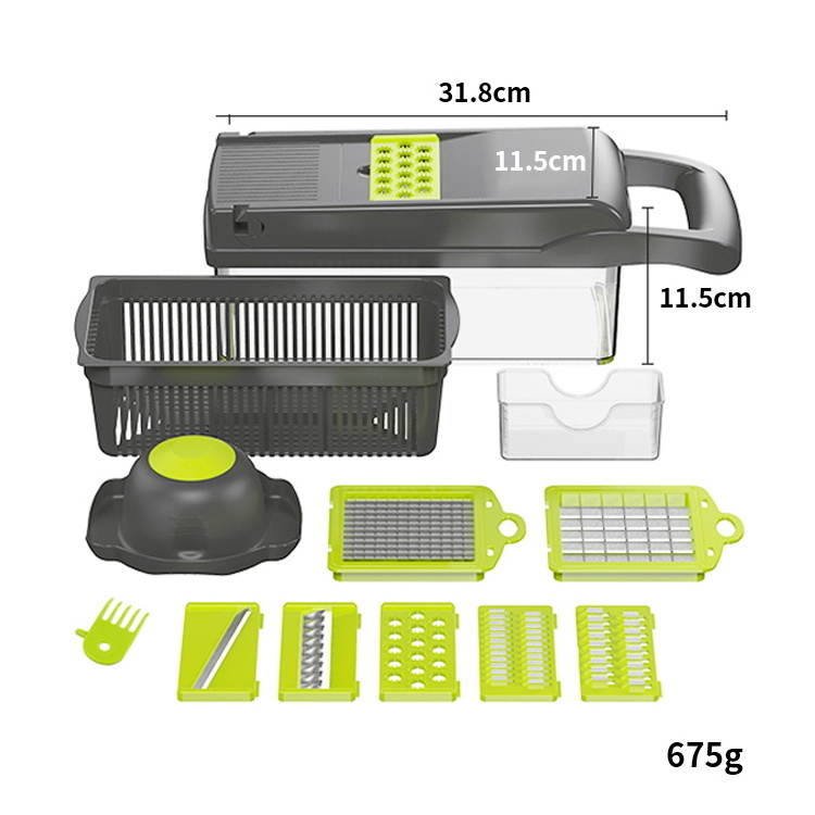 Multi function kitchen tools  Blades Potato Tomato Julienne Grater Cube Vegetable Fruit Salad Chopper Cutter Slicer