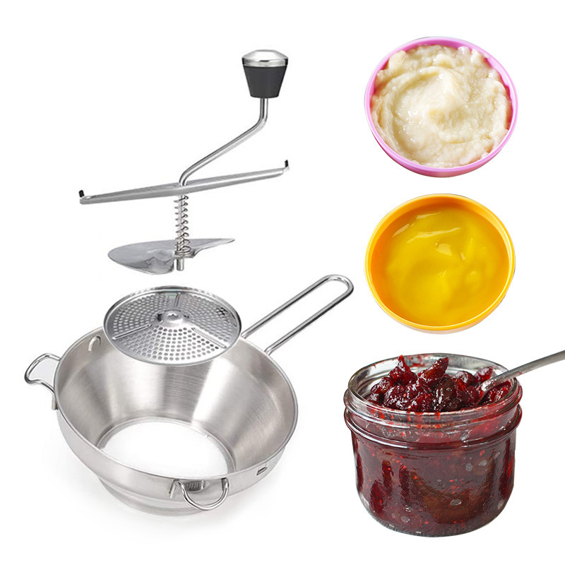 Stainless Steel Interchangeable  Making Puree or Soups of Vegetables, Baby Foods Potato Ricer Kitchen Rotary Food Mill